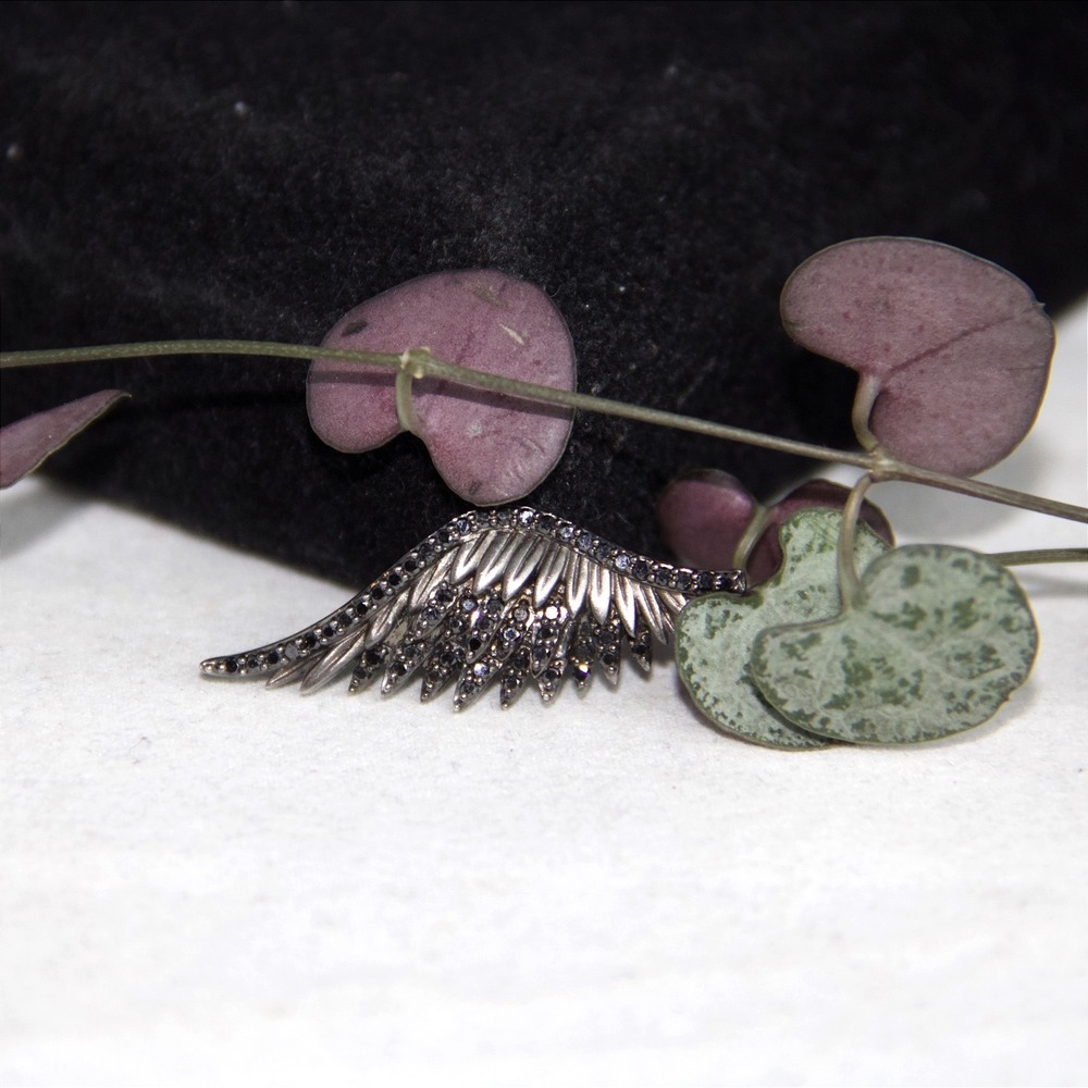 Disney Maleficent Wing Pendant 925 Sterling Silver Black Diamond Accent Jewelry